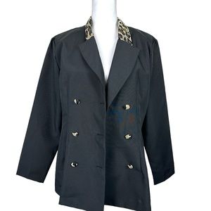 Vintage CB Women’s Double Breasted Classic Black Animal Print Blazer Size 12
